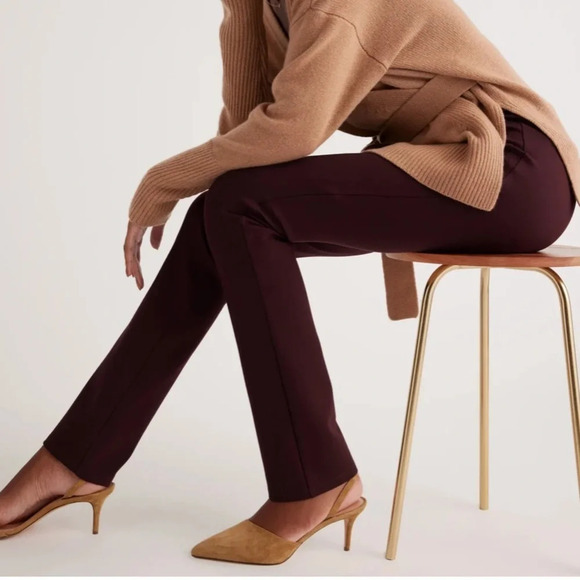 Quince Ultra-Stretch Straight Leg Pant-Burgundy/Maroon-Women’s XS tall & L-NEW - Picture 4 of 7